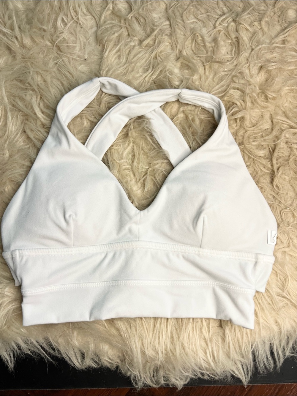 BuffBunny Alpha Sports Bra in “White” (Cross-Back Sports Bra)